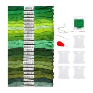 Pllieay 24 madejas de hilo de bordado degradado verde