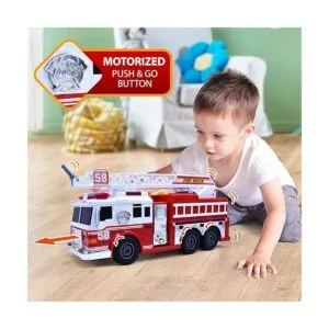 Camión de bomberos motorizado con luces sonido de sirena_3