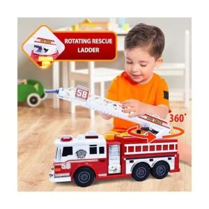 Camión de bomberos motorizado con luces sonido de sirena_4