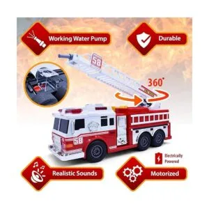 Camión de bomberos motorizado con luces sonido de sirena_2