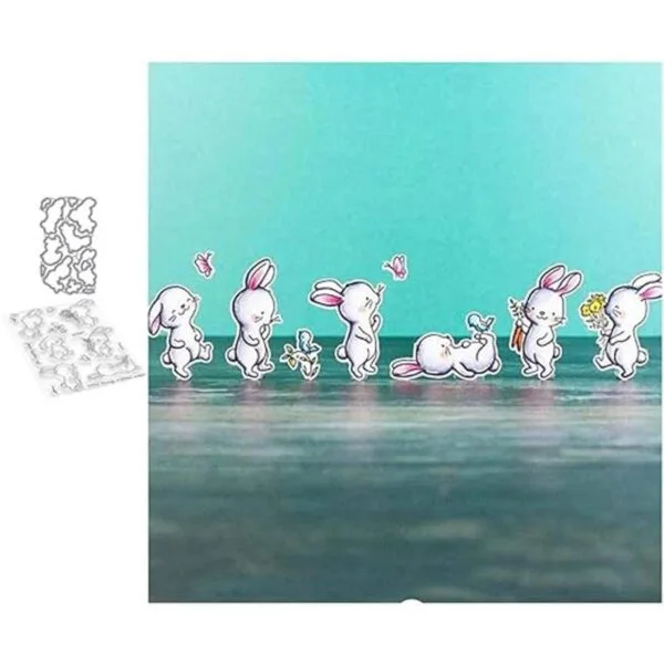 Conejos de silicona transparente sello y troquelado para
