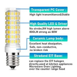 Bombilla LED E17 8 W 80 W 80 W 800 lm AC 110 130 V