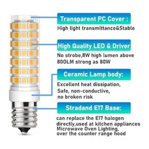 Bombilla LED E17 regulable de 8 W de consumo equivalente a