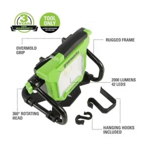 Greenworks Luz de trabajo LED de 2000 lúmenes de 40 V_2