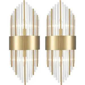 TEENYO Juego de dos apliques de pared dorados modernos de_1