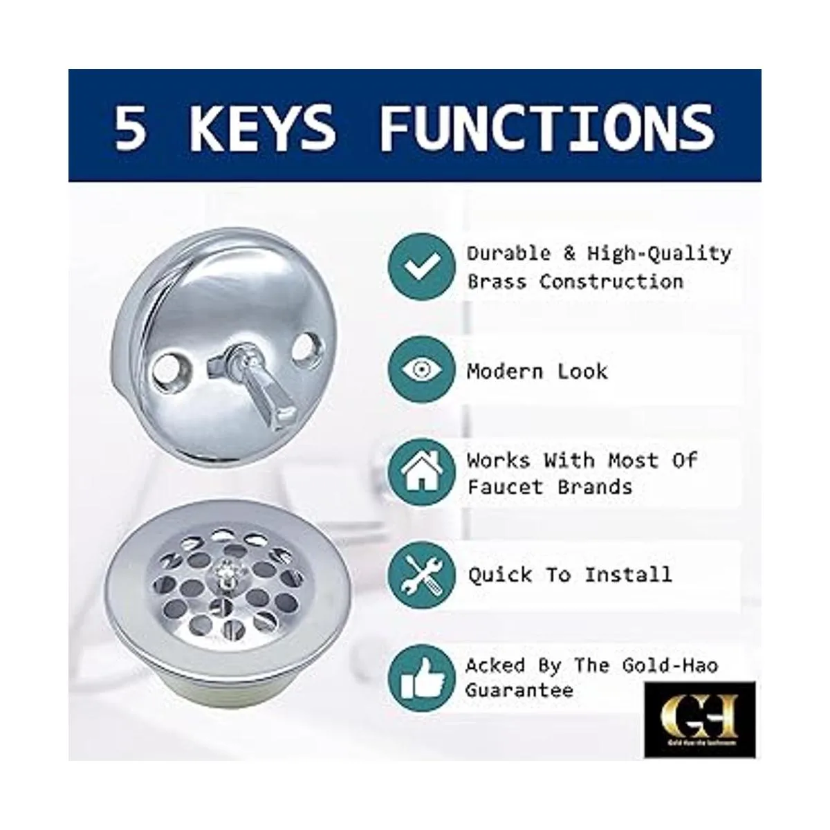 GoldHaoTheBathroom Kit de recorte de placa frontal de_2