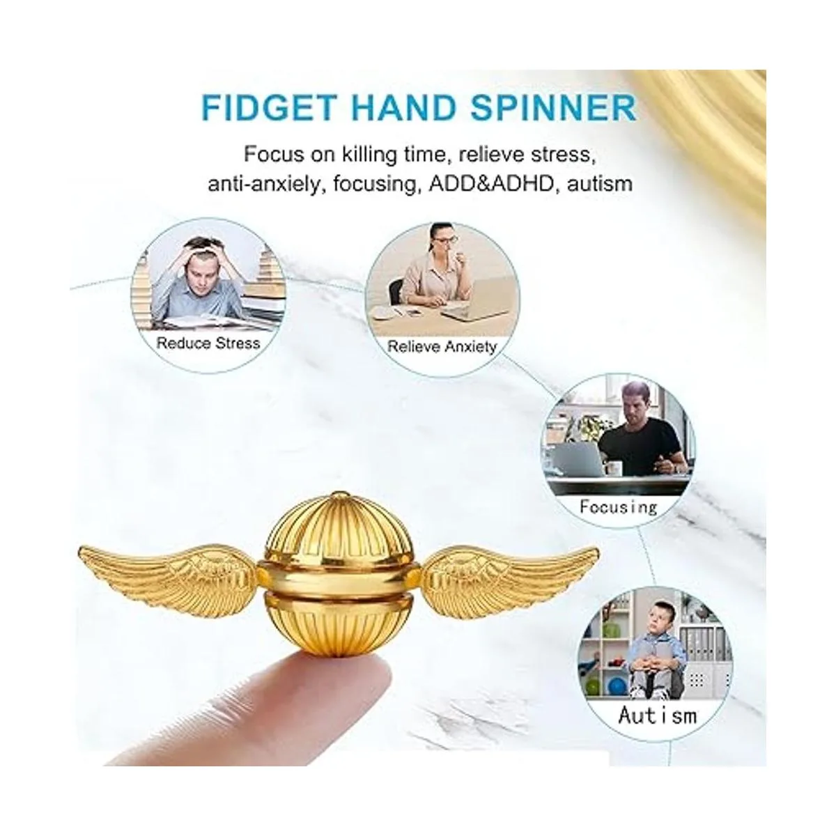 Juguete giratorio dorado de metal para niños y adultos_4