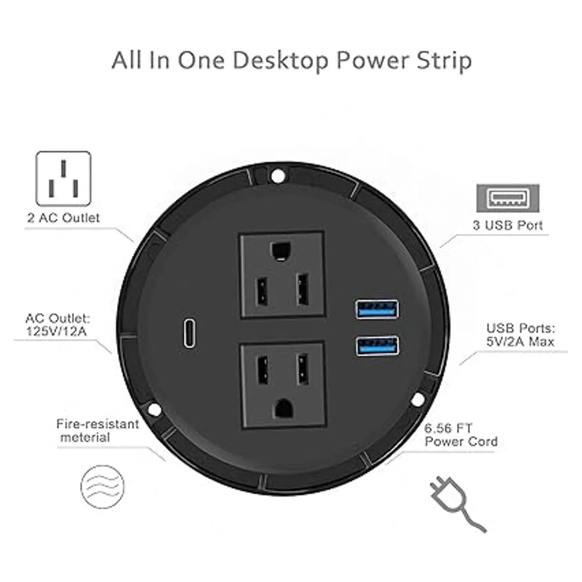 Kungfuking Ojal de alimentación de escritorio con USB C_2