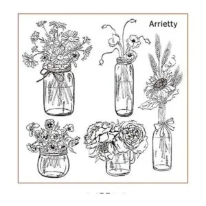 Jarrón de flores margarita rosa amapola jarrón sellos_1