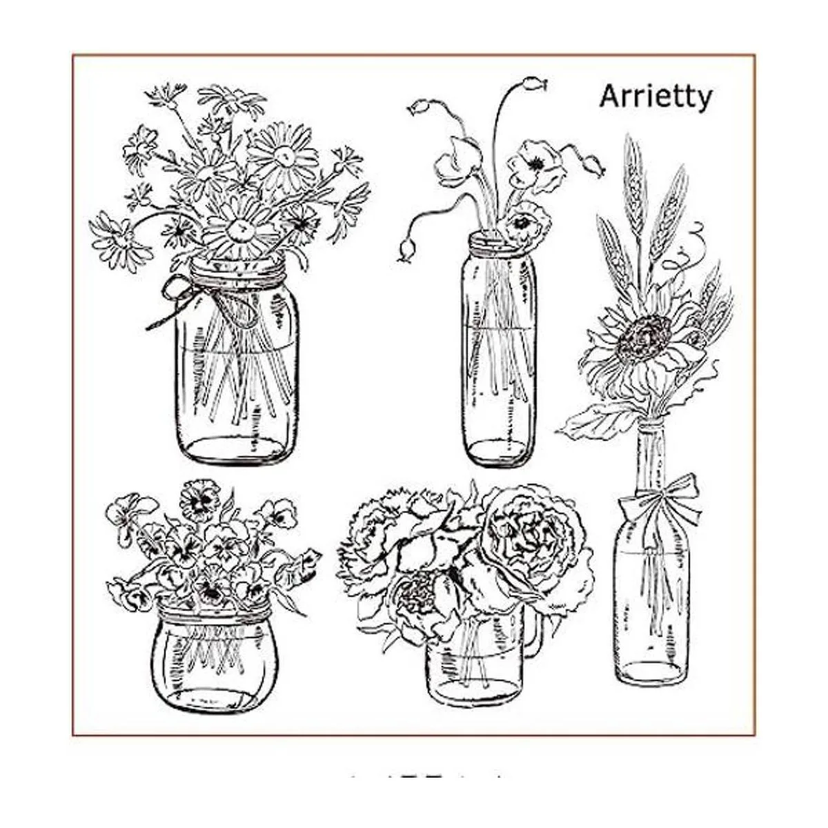 Jarrón de flores margarita rosa amapola jarrón sellos_1