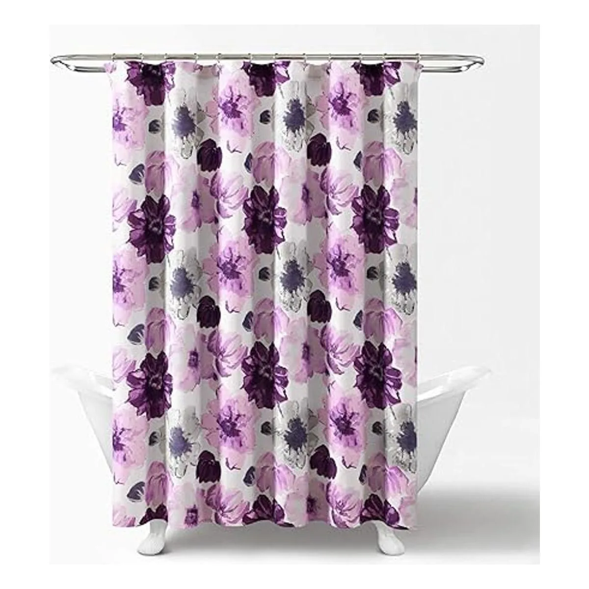 Leah Cortina de ducha gris y morado 72 pulgadas de ancho_2