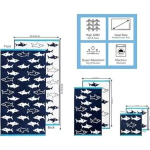 ORIGINAL KIDS Juego de 6 toallas Baño Shark Attack 2