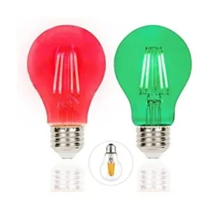 Paquete de 2 bombillas LED rojas de filamento A19 E26 8W_1