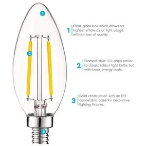 Luxrite 4 W Vintage Candelabro LED Bombillas regulables_2