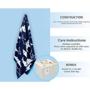 ORIGINAL KIDS Juego de 6 toallas Baño Shark Attack 2