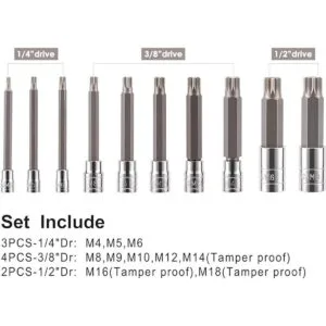 CASOMAN Juego de llaves de punta estriada de 10 piezas