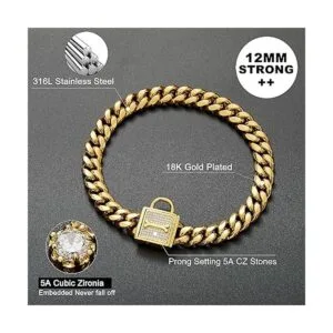 Collar de cadena para perro con cierre de circonita 0.472