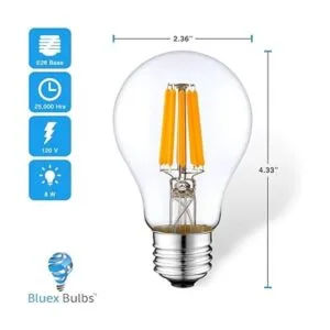 Paquete de 2 bombillas LED rojas de filamento A19 E26 8W_2