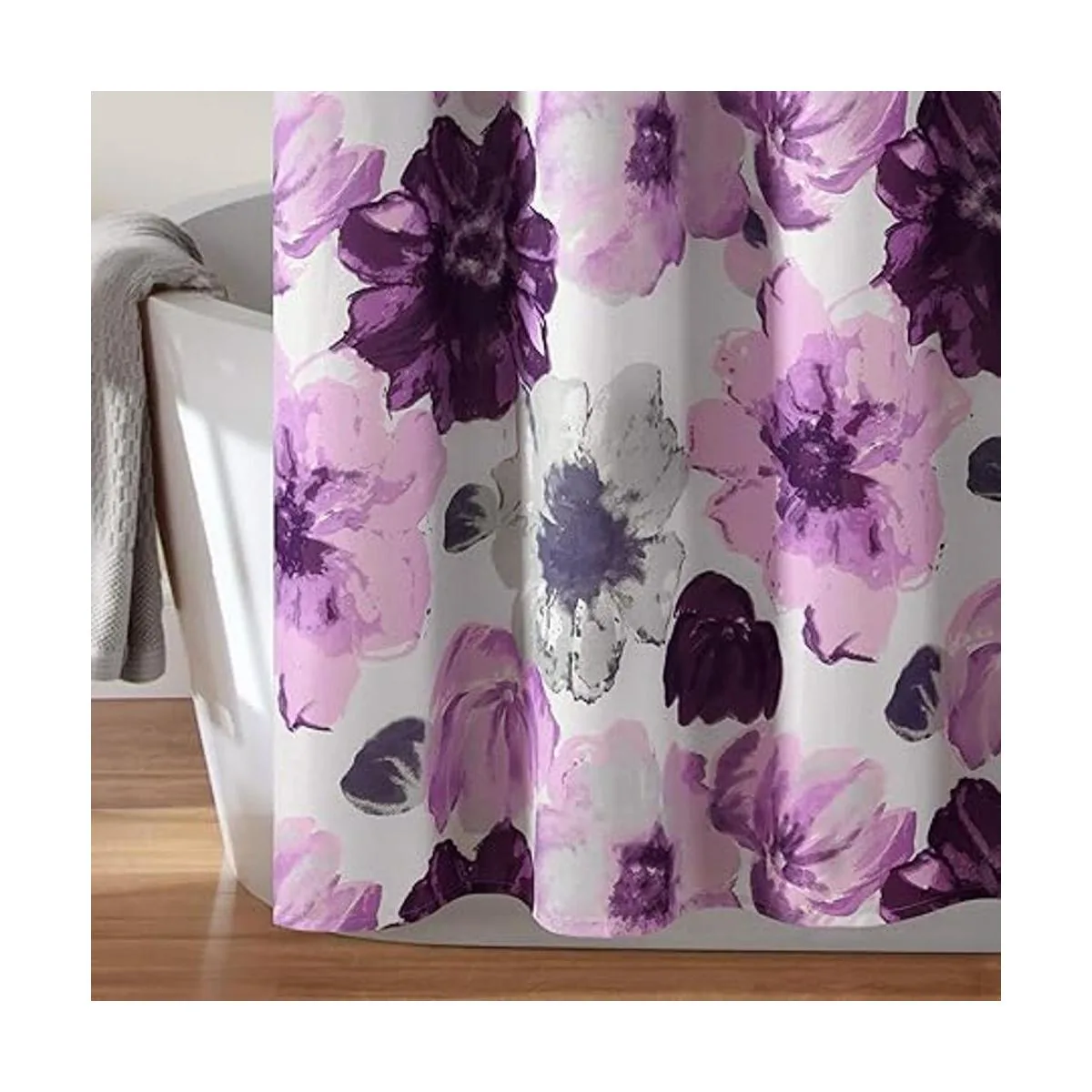Leah Cortina de ducha gris y morado 72 pulgadas de ancho_4