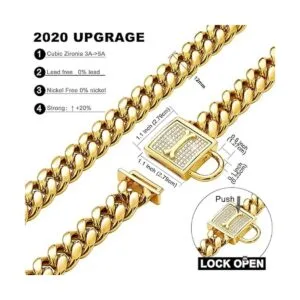 Collar de cadena para perro con cierre de circonita 0.472