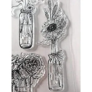 Jarrón de flores margarita rosa amapola jarrón sellos_3