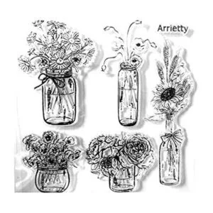 Jarrón de flores margarita rosa amapola jarrón sellos_5