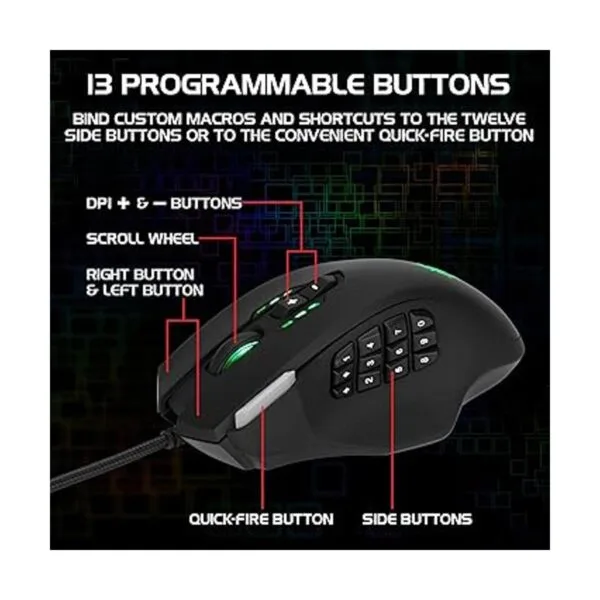 ENHANCE Theorem 2 MMO Gaming Mouse con 13 botones_2