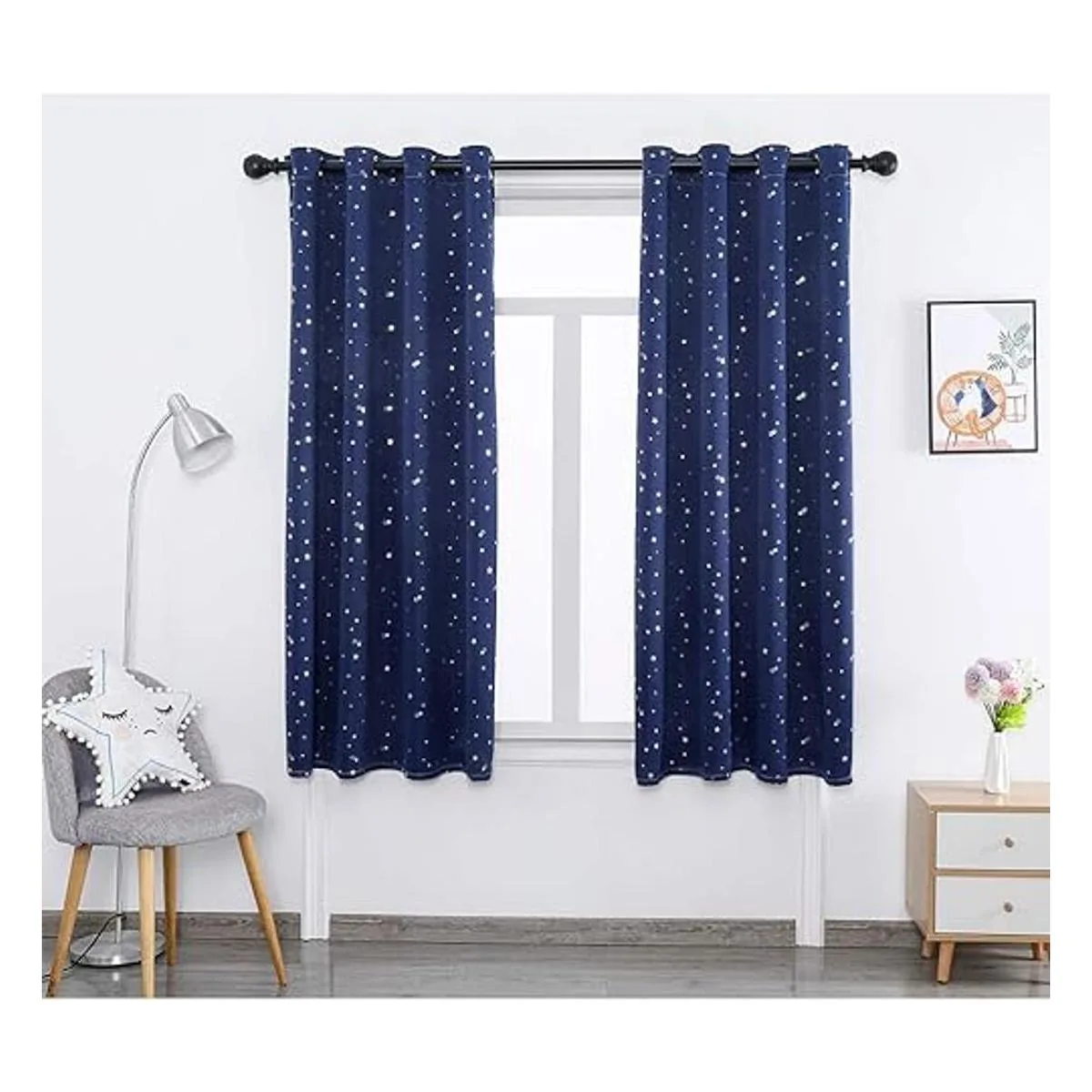 Autumn Dream Cortinas opacas con diseño de estrella azul
