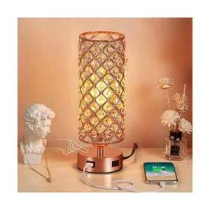 Lámpara de mesa de cristal lámpara de oro rosa de Hongin_4