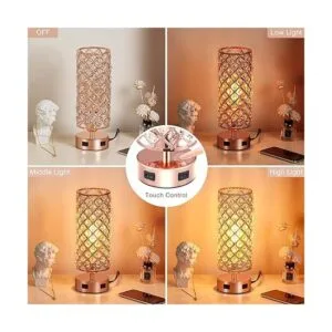 Lámpara de mesa de cristal lámpara de oro rosa de Hongin_2