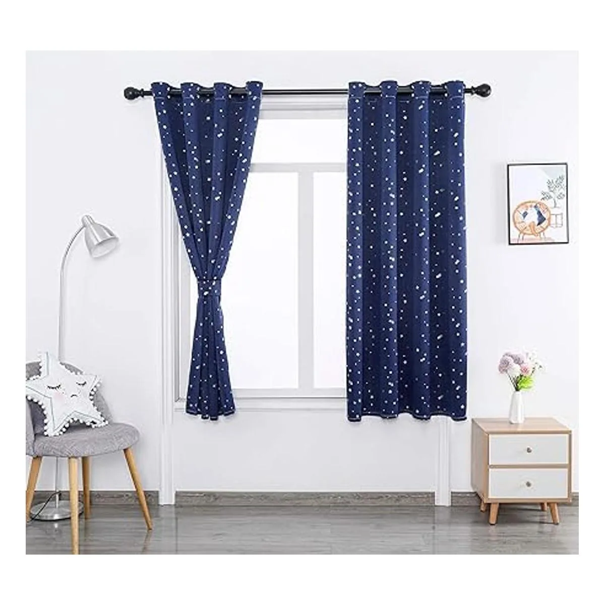 Autumn Dream Cortinas opacas con diseño de estrella azul