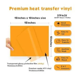 Paquete de 37 láminas de vinilo HTV termotransferible de