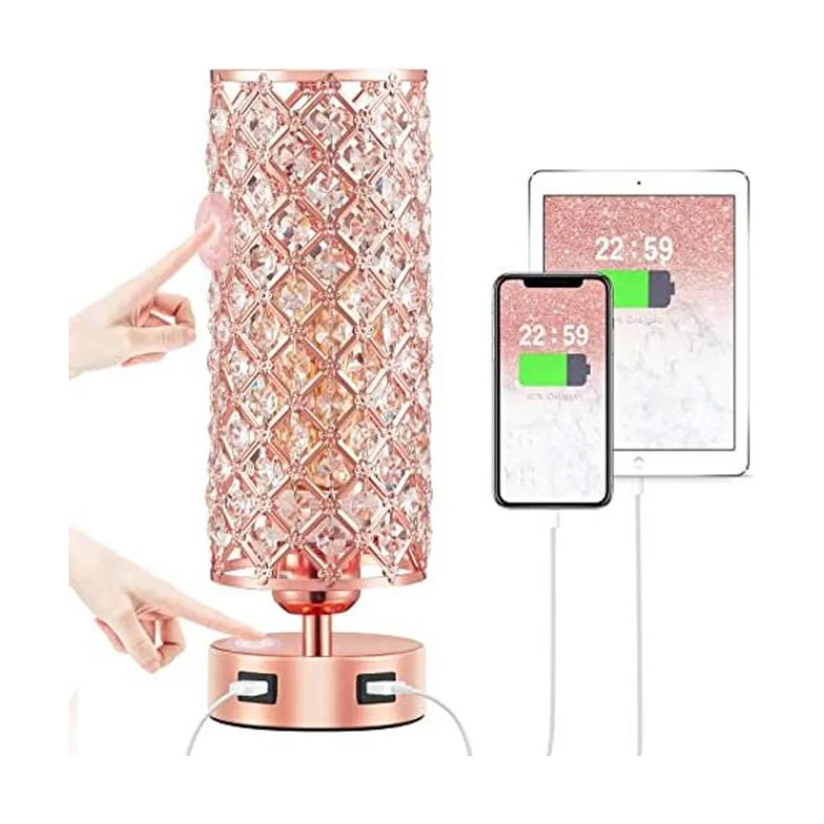 Lámpara de mesa de cristal lámpara de oro rosa de Hongin_1