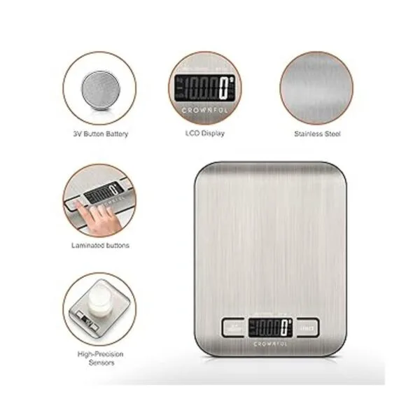 Crownful Báscula digital de cocina para alimentos 11 lb_3