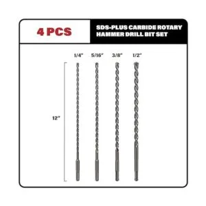 Sabre Tools Juego de brocas SDS Plus de 4 piezas de 12