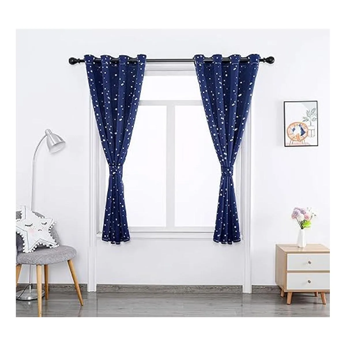 Autumn Dream Cortinas opacas con diseño de estrella azul