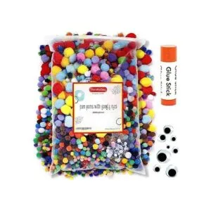 Incraftables 2000 pompones con ojos y palo de pegamento._1