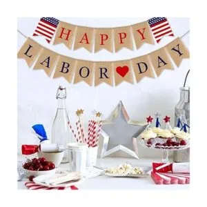 SWYOUN Arpillera Feliz Día del Trabajo Banner Mantel_2