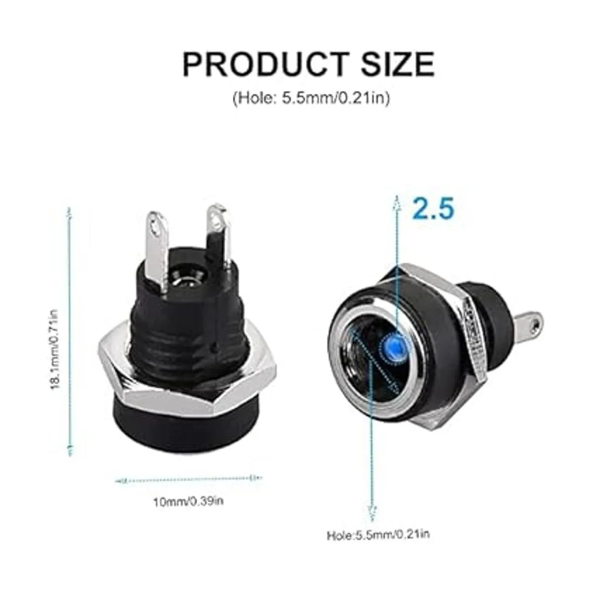 DIYhz Conector hembra de 2 pines de 0.217 in x 0.098 in_2