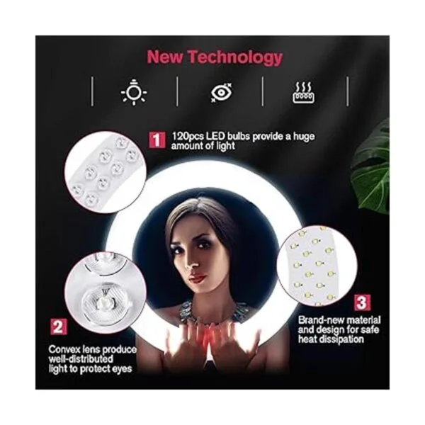 Anillo de luz LED de 18 pulgadas con soporte de trípode_6