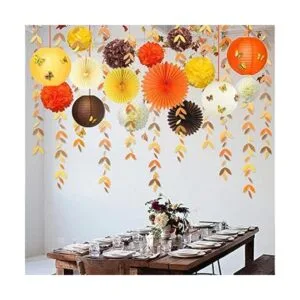 Kit de decoración de fiesta de otoño amarillo naranja_6