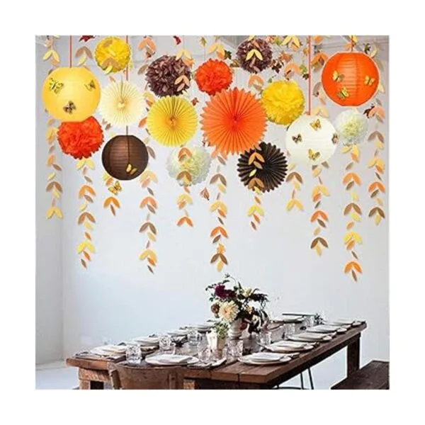 Kit de decoración de fiesta de otoño amarillo naranja_6
