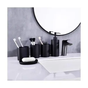 Juego de accesorios de baño de resina en negro juego de_3