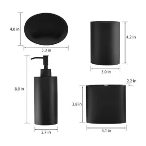 Juego de accesorios de baño de resina en negro juego de_4