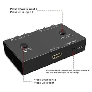 2 RCA a HDMI 1080P 2 vías RCA compuesto CVBS AV_5