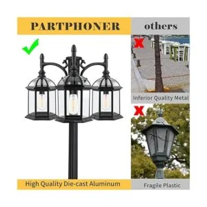 PARTPHONER Lámpara para exteriores de 3 cabezales jaula_2