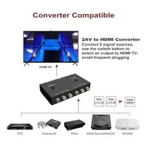 2 RCA a HDMI 1080P 2 vías RCA compuesto CVBS AV_6