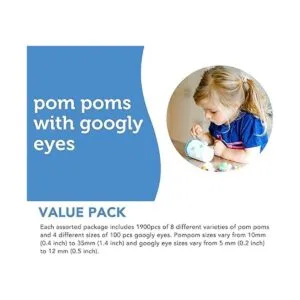 Incraftables 2000 pompones con ojos y palo de pegamento._4