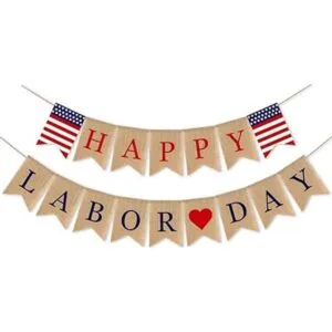 SWYOUN Arpillera Feliz Día del Trabajo Banner Mantel_1