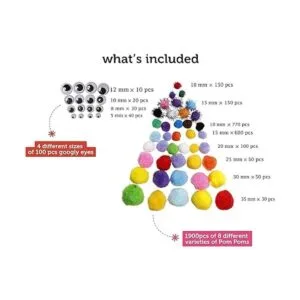 Incraftables 2000 pompones con ojos y palo de pegamento._2